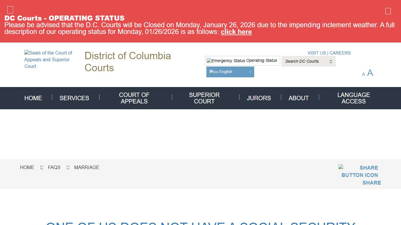 Marriage District of Columbia Courts